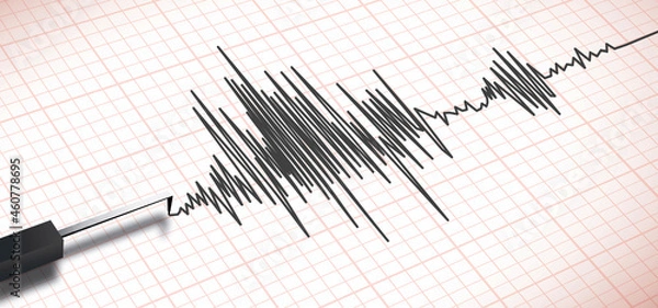 Obraz Close up of an earthquake seismograph polygraph machine vector