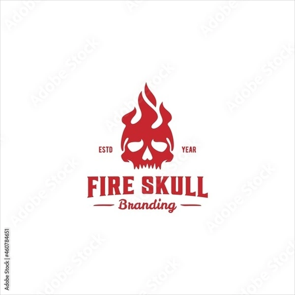 Obraz Skull and Flame Logo Design Vector Image