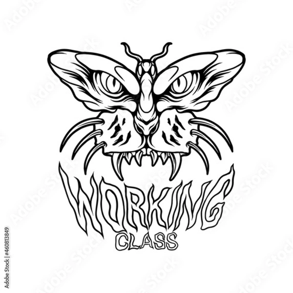 Fototapeta Butterfly With Tiger Head Silhoutte