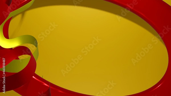 Obraz yellow background with circular red frame. 3d rendering
