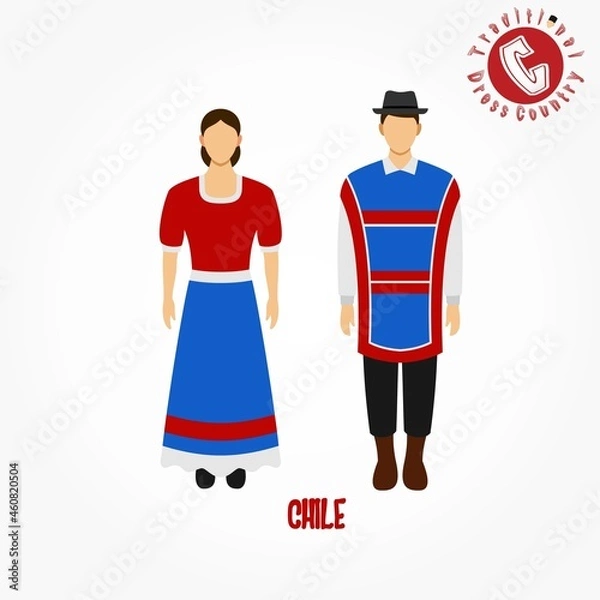 Fototapeta Set of alphabet "C" cartoon characters in traditional clothes.