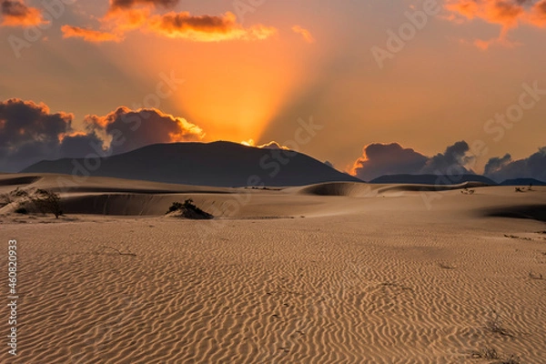 Obraz Beautiful sand patterns with  low sun in the natural park in Corralejo on the enchanting island of Fuerteventura in the Canary Islands Spain