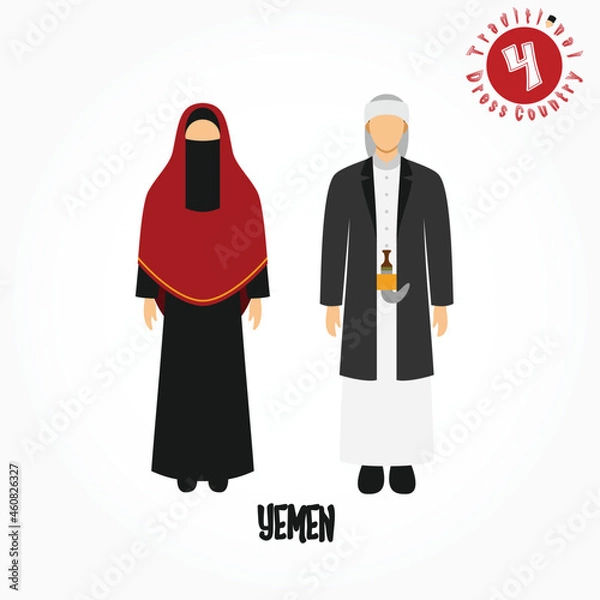 Fototapeta Set of alphabet "Y" cartoon characters in traditional clothes
