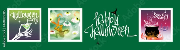 Fototapeta A set of illustrations on the theme of Halloween.