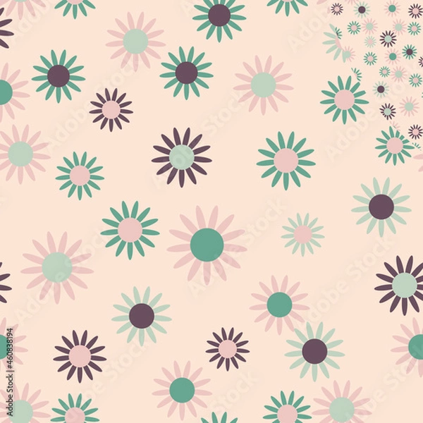 Obraz Pink pastel daisy geometric vector seamless pattern 