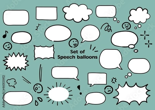 Fototapeta 手書きのシンプルな吹き出しセット
