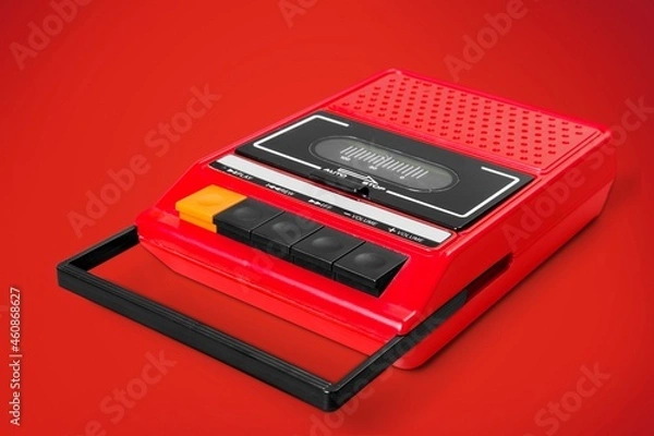 Fototapeta retro vintage style tape cassette and radio player on the background