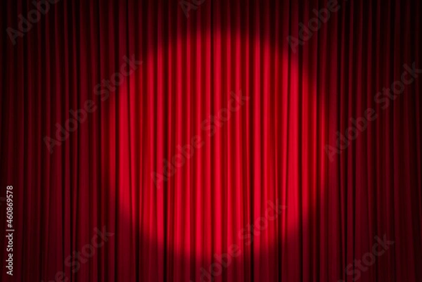 Obraz Red stage curtain with spotlight