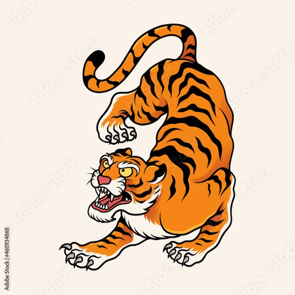 Obraz Japanese tiger tattoo vector illustration
