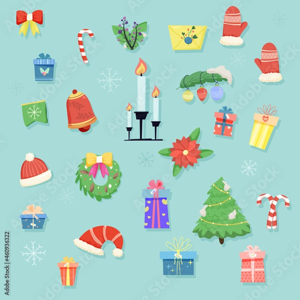 Fototapeta set of elements for christmas and new year. large set