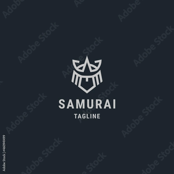 Obraz Japanese samurai mask logo, with flat style logo template