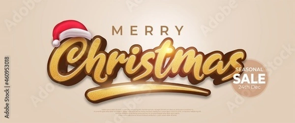 Obraz Editable text Merry christmas style effect suitable for christmas banner sale