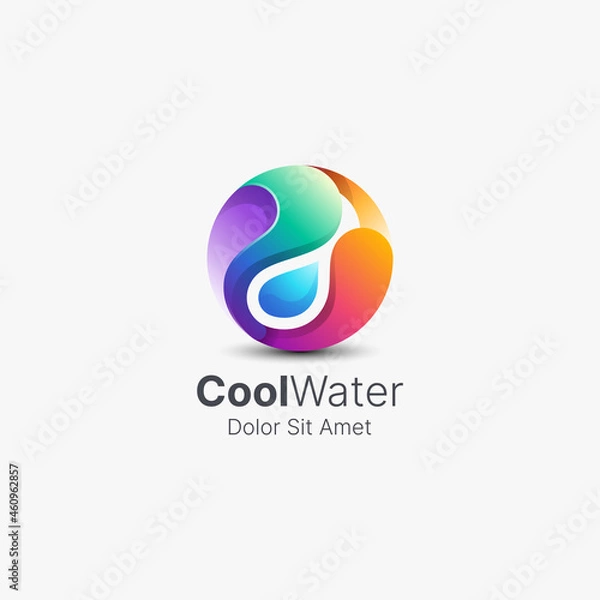 Fototapeta Colorful sphere with cool water drop logo