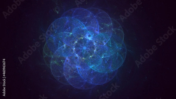 Fototapeta 3D rendering abstract blue technology fractal background