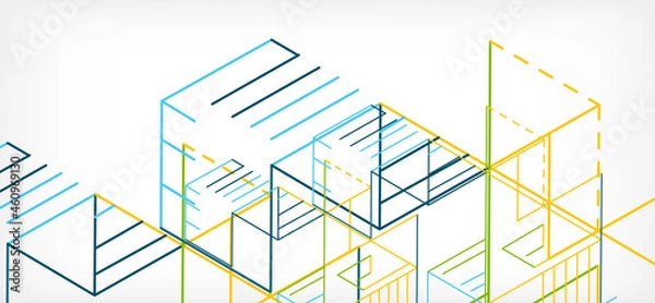 Fototapeta Abstract background. Color lines on white background. Linear abstract composition. Techno or business concept for wallpaper, banner, background, landing page