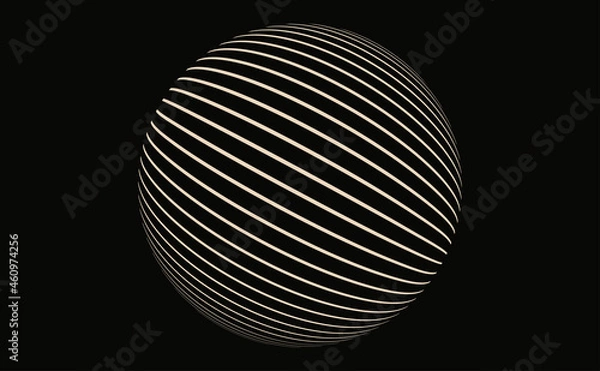 Obraz graphic striped sphere floating black ivory