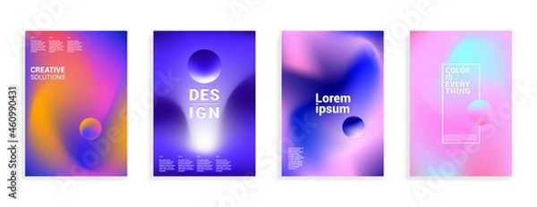 Fototapeta Minimal abstract pastel gradient covers. White background. Geometric future template for flyer, poster, brochure and invitation. Minimalistic colorful cover.