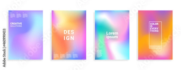 Fototapeta Minimal abstract pastel gradient covers. White background. Geometric future template for flyer, poster, brochure and invitation. Minimalistic colorful cover.