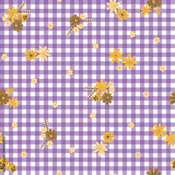 Fototapeta Floral checkered repeat pattern