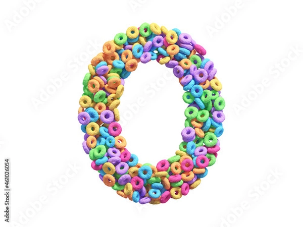 Fototapeta Corn flakes rings font. Number 0. 