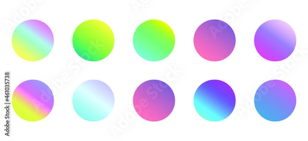 Obraz Set of round Vector Gradient. Multicolor Sphere. Modern abstract background texture. Template for design. Isolated objects
