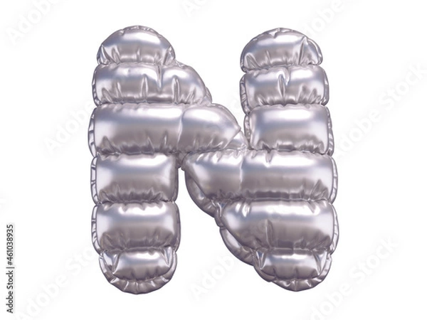 Obraz Silver puffer font. Letter N.