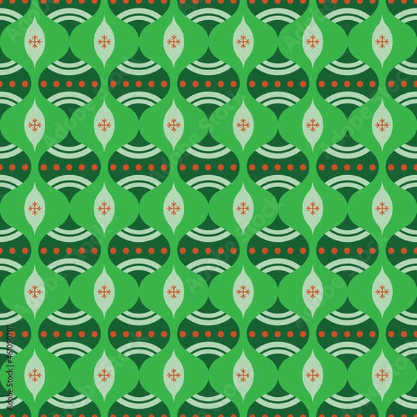 Fototapeta Green baubles - repeat pattern