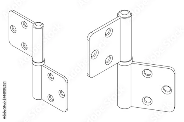 Fototapeta Vector isometric bi-fold door hinge
