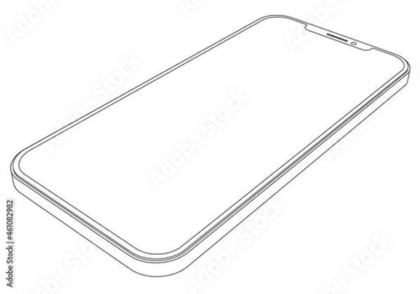 Fototapeta Vector simple modern mobile phone line art