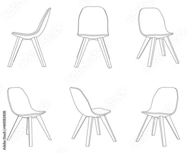 Fototapeta Vector modern chair with different views
