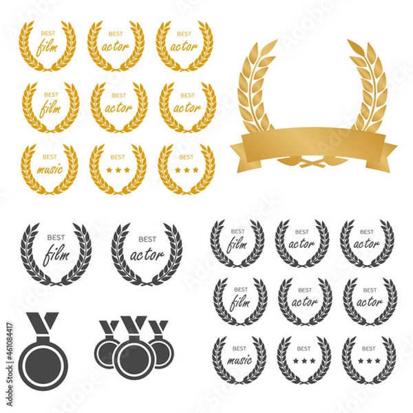 Fototapeta Set of laurel wreaths. Icon laurel wreat