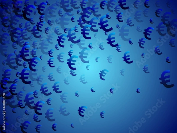 Obraz Euro blue signs flying money vector illustration.