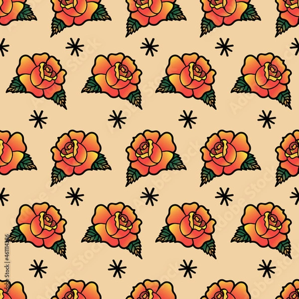 Obraz Tattoo Seamless Pattern for party, anniversary, birthday. Design for banner, poster, card, invitation and scrapbook