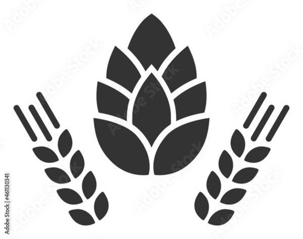 Fototapeta Barley and hop icon with flat style. Isolated vector barley and hop icon illustrations, simple style.