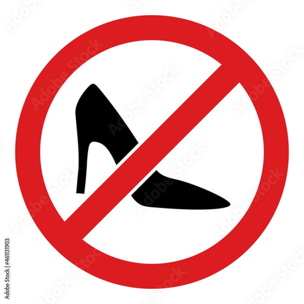 Fototapeta Forbidden lady shoes icon with flat style. Isolated vector forbidden lady shoes icon image, simple style.