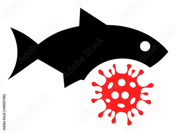 Fototapeta Fish flu virus icon with flat style. Isolated vector fish flu virus icon illustrations, simple style.
