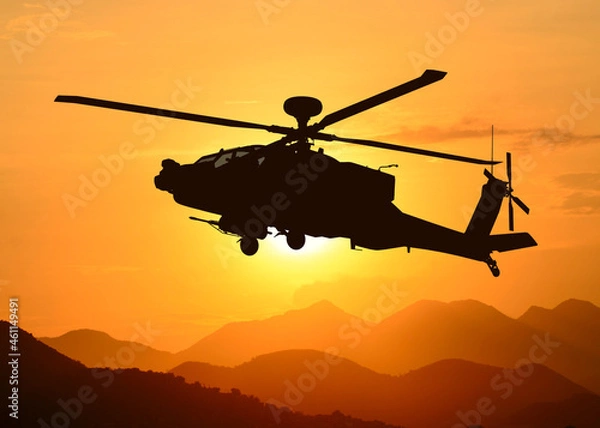 Fototapeta American attack helicopter in flight