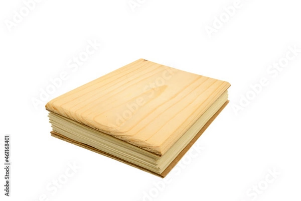 Fototapeta notebook with wooden cover on white background