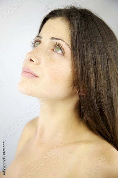 Obraz Beautiful naked woman looking up in the sky