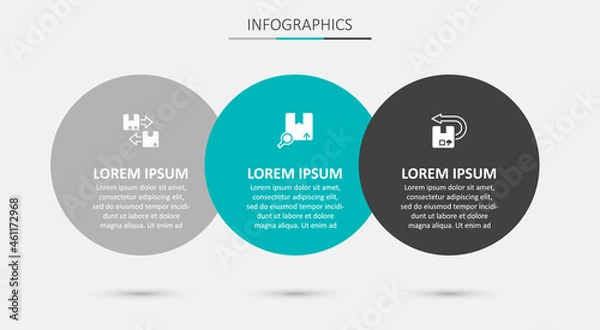 Fototapeta Set Search package, Cardboard box with traffic symbol and Return cardboard. Business infographic template. Vector