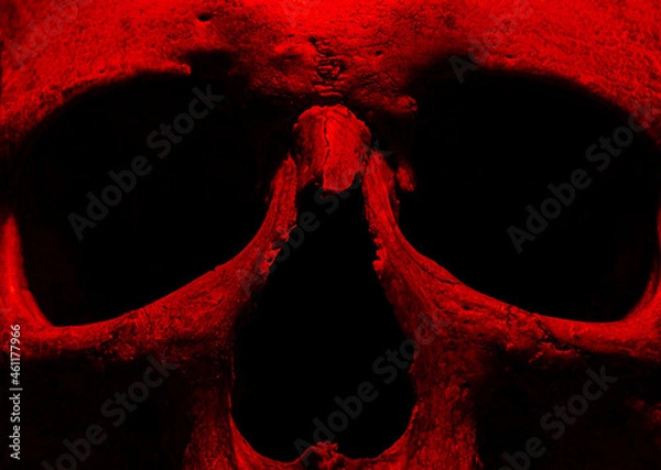 Fototapeta Close Up of Scary Glowing Red Skull