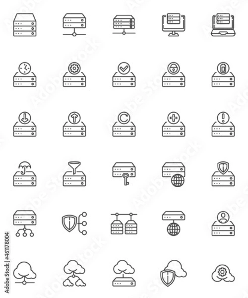 Fototapeta Database system line icons set