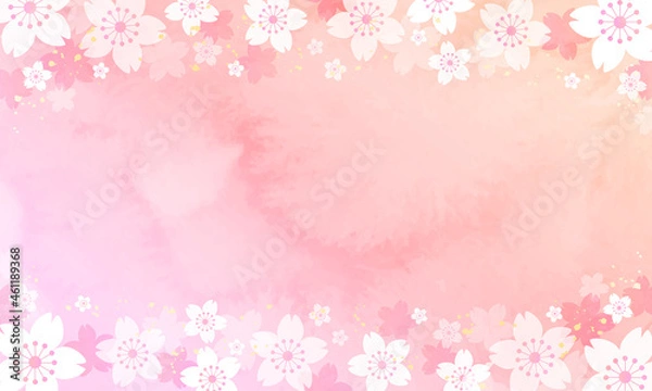 Fototapeta 水彩の桜の花の春のベクターイラスト背景(正月)