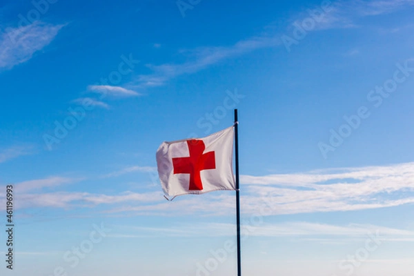 Obraz white flag with red cross
