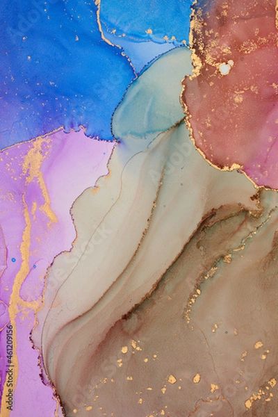 Obraz Fluid Art . Abstract colorful background, wallpaper. Mixing acrylic paints. Modern art. Marble texture. Alcohol ink colors translucent