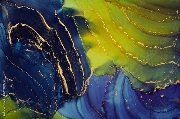 Obraz Fluid Art . Abstract colorful background, wallpaper. Mixing acrylic paints. Modern art. Marble texture. Alcohol ink colors translucent