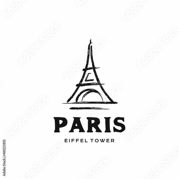 Obraz Dry Ink Brush Eiffel Tower logo design