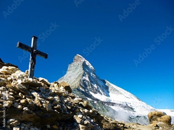 Obraz スイスの山　マッターホルン　8月