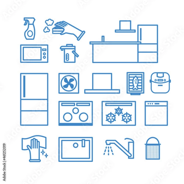 Obraz キッチンクリーニングアイコンセット