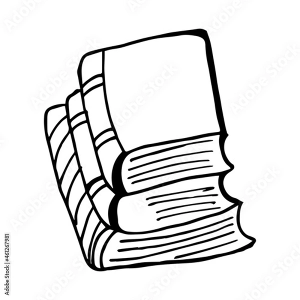 Obraz Stack of books hand drawn vector. Continuous one line drawing. Vector illustration minimalist linear hand drawn. Isolated on white background.